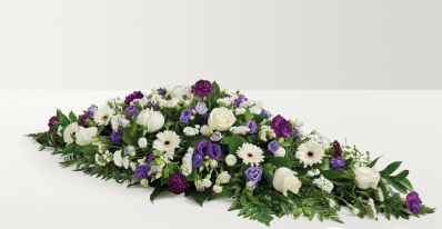 Flower Box Choice Purple Blue & White Casket Spray
