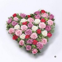 Mixed Rose Heart   Pink, Red and White *