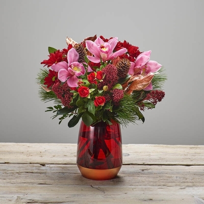 Cranberry Glow Vase