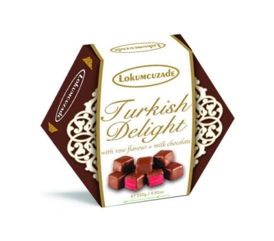 Lokumcuzade Milk Chocolate Coated Rose Turkish Delight 250g