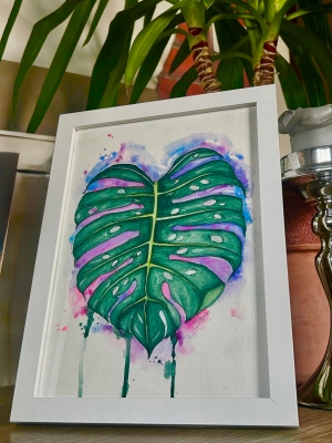 Neon Monstera Leaf