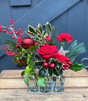 Red Rudolph Milk Bottle Trio