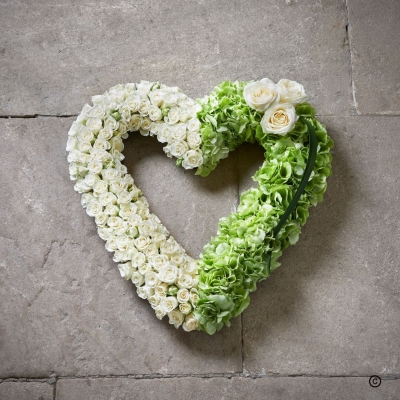White & Green Textured Heart