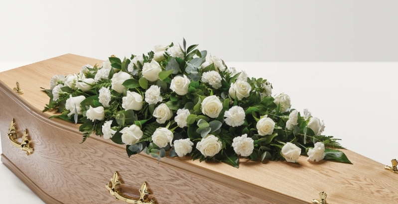 White Rose & Carnation Casket Spray