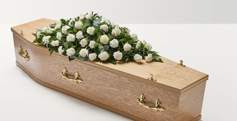 White Rose & Carnation Casket Spray