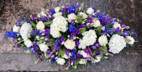 Florist Choice Casket Spray   Blue & White