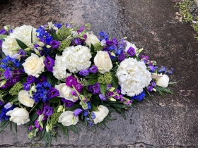 Florist Choice Casket Spray   Blue & White