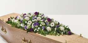 Flower Box Choice Purple Blue & White Casket Spray