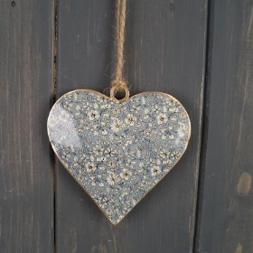 Blue Floral Heart Hanger