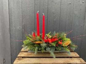 Red Taper Candle Centrepiece