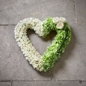 White & Green Textured Heart